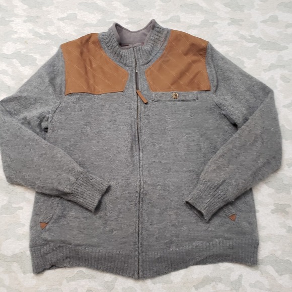 Duluth Trading Sweatshirt Mens XL Gray Shetland Wool Windproof Full Zip - Picture 1 of 12